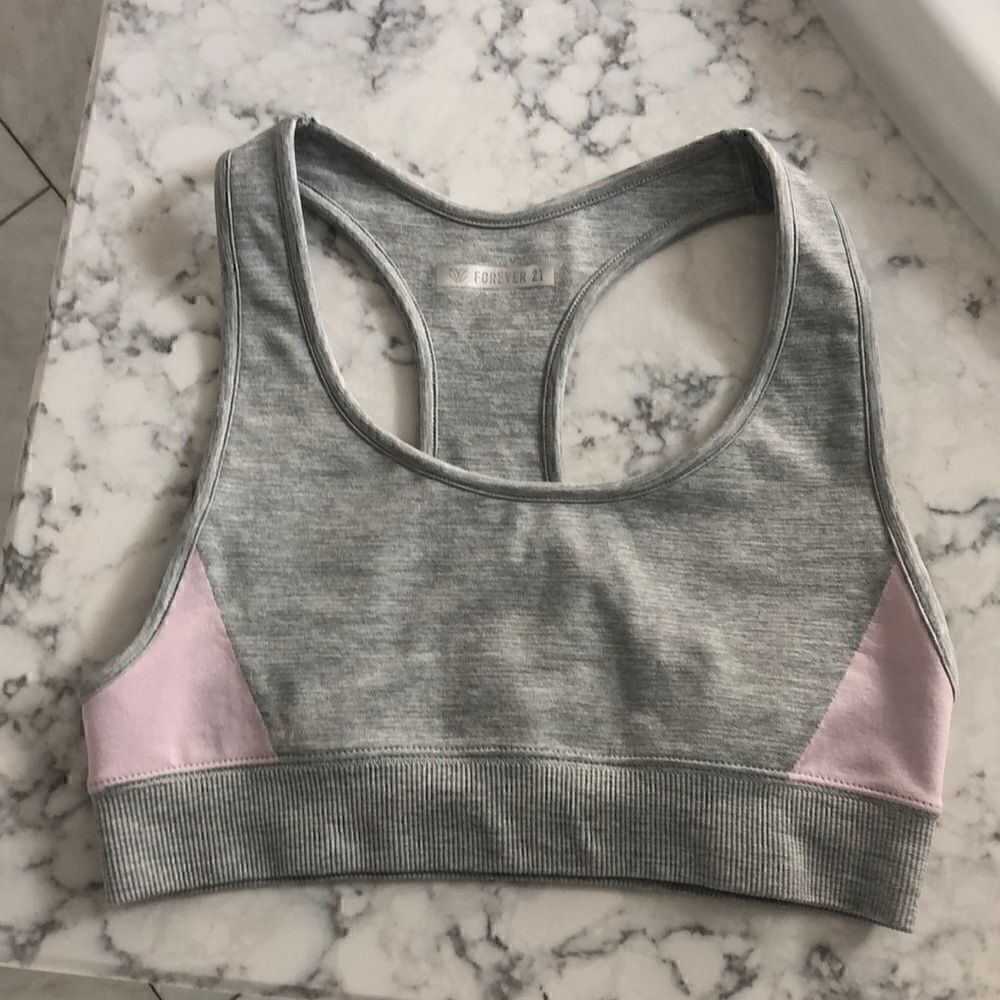 Forever 21 new athletic bra gray/ pink M